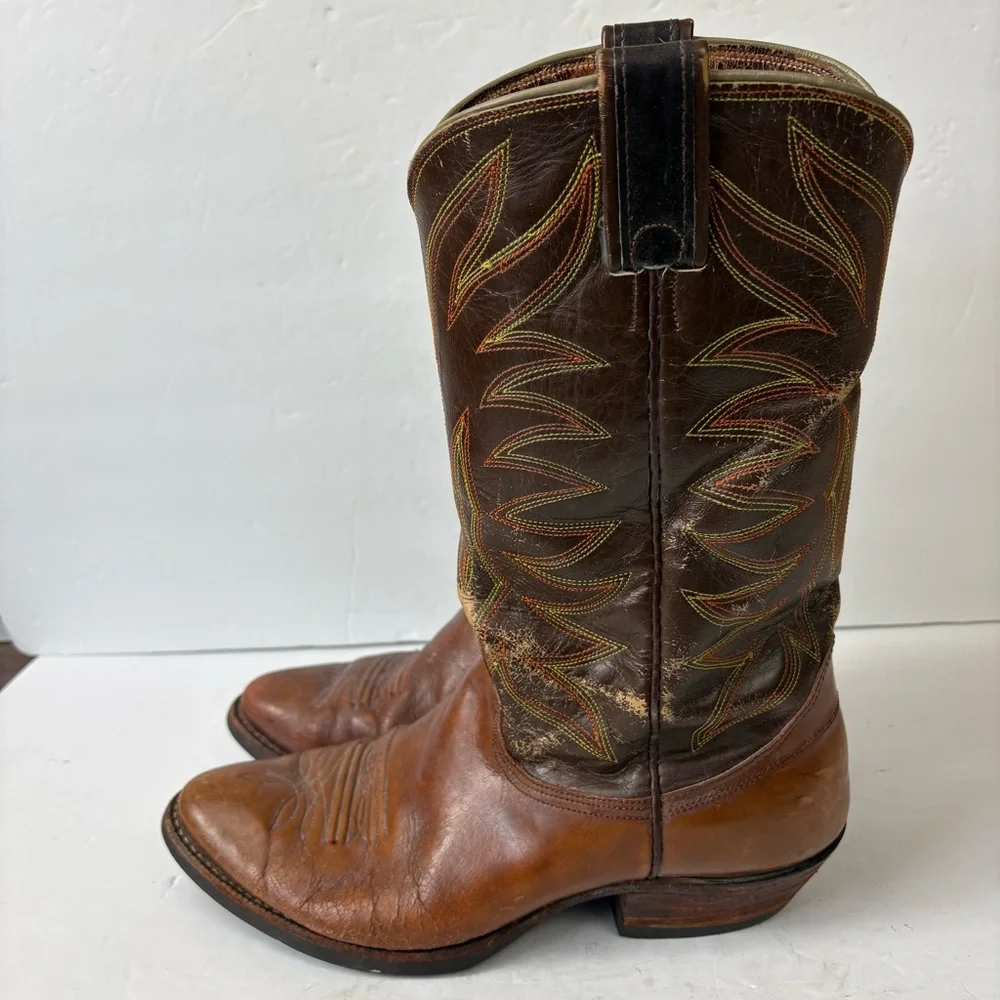 Vintage 1970s 1980s Nocona Cowboy Boots Brown Mens Size 9E 4782